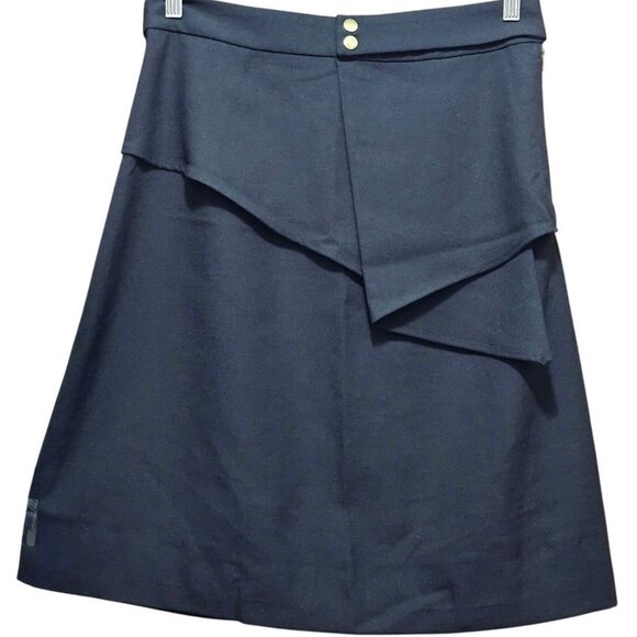 Ellie Makir Dresses & Skirts - Asymmetrical Black Skirt With Zipper Pocket Detail & Button Closure By Ellie Mak